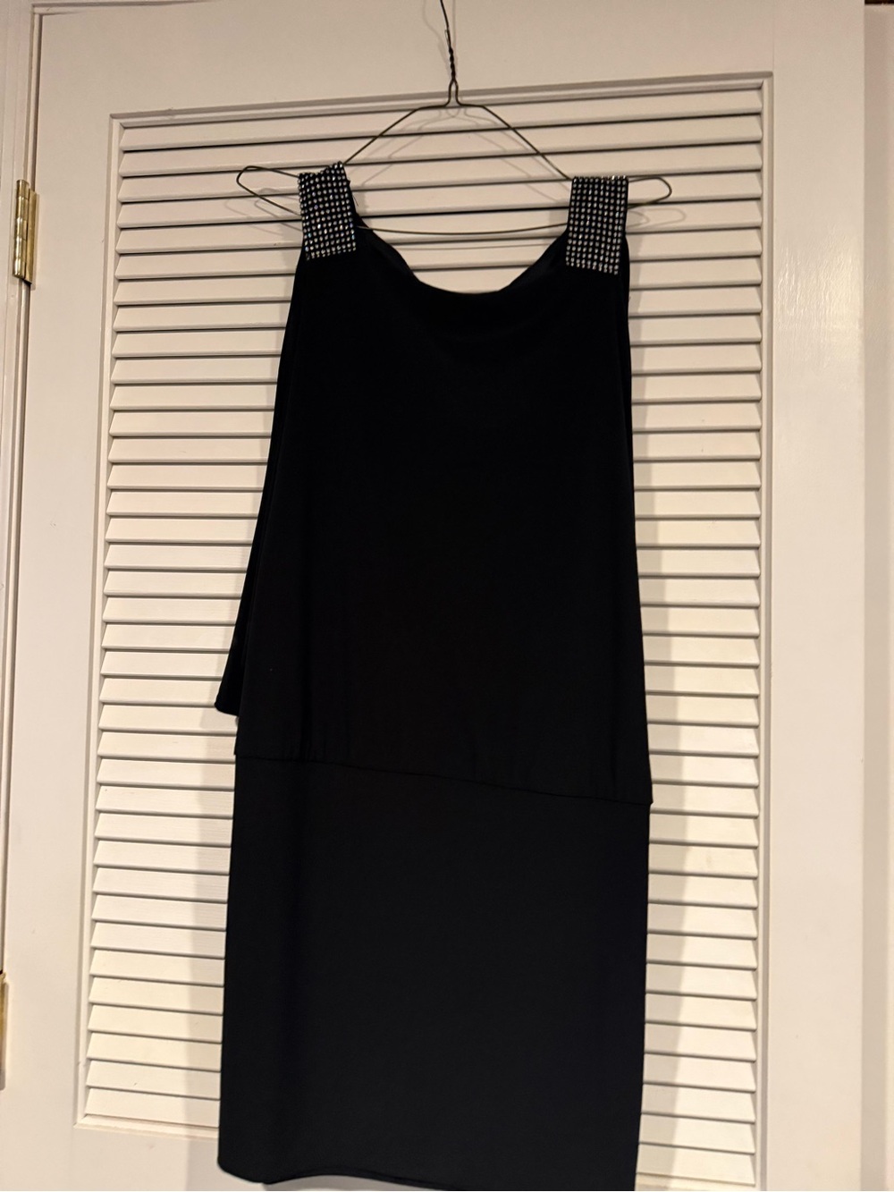 Betsy & Adam Black Mini Dress with Embellished Straps - Picture 2 of 6